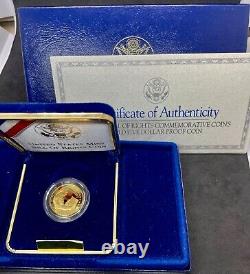 1993W Madison Bill of Rights $5 Gold Five Dollar Proof Commemorative Box And COA