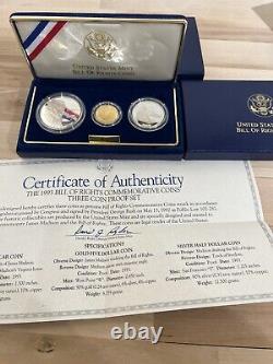 1993 Bill Of Rights 3 Coin Silver And Gold Proof Set Uncirculated Mint COA