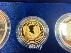 1993 Bill of Rights 3-coin Gold Proof set Blue box with gold letters & CoA