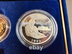 1993 Bill of Rights 3-coin Gold Proof set Blue box with gold letters & CoA