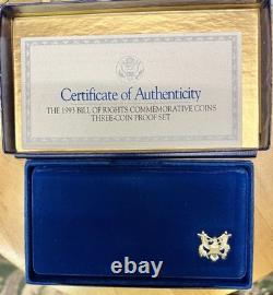 1993 US MINT Bill of Rights PROOF COIN SET 1/4 Oz GOLD $5, SILVER $1, 50C