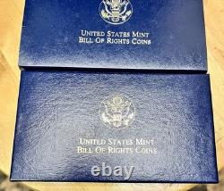 1993 US MINT Bill of Rights PROOF COIN SET 1/4 Oz GOLD $5, SILVER $1, 50C