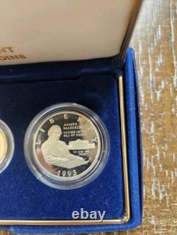 1993 US Mint Bill of Rights Coins Proof $5 Gold, $1 Silver, 50C Clad withOGP-WOW