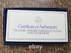 1993 US Mint Bill of Rights Coins Proof $5 Gold, $1 Silver, 50C Clad withOGP-WOW
