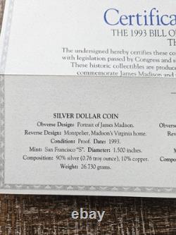 1993 US Mint Bill of Rights Coins Proof $5 Gold, $1 Silver, 50C Clad withOGP-WOW