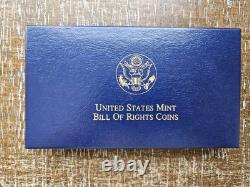 1993 US Mint Bill of Rights Coins Proof $5 Gold, $1 Silver, 50C Clad withOGP-WOW