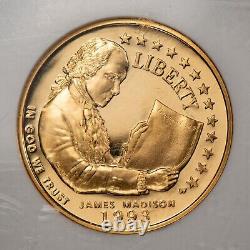 1993-W $5 Gold Madison Bill Rights Commemorative. 24 AGW NGC PF 70 G2374