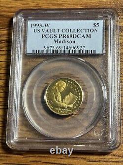 1993-W James Madison Bill of Rights $5 Gold Commemorative PCGS PR69DCAM