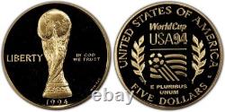 1994 $5 Commemorative Gold Proof (World Cup). 2418 oz. AGW
