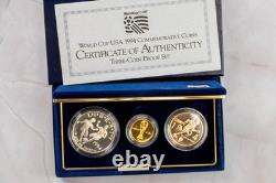 1994 FIFA World Cup 3-Coin Gold & Silver Set BU with Box & COA