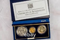 1994 FIFA World Cup 3-Coin Gold & Silver Set BU with Box & COA