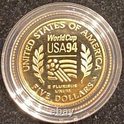 1994 W $5 1/4ozt Gold Proof World Cup Coin