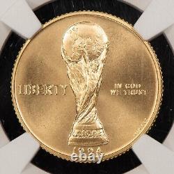1994-W G$5 World Cup Soccer Commemorative Gold Coin RCTV NGC X MS 10 G3553
