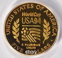 1994-W WORLD CUP $5 Gold COMMEMORATIVE PCGS Proof PR69 OGH