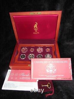 1995-1996 Atlanta Olympic 16 Coin Gold & Silver Proof Set in Cherrywood Box