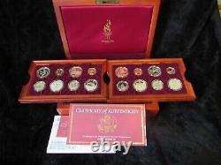 1995-1996 Atlanta Olympic 16 Coin Gold & Silver Proof Set in Cherrywood Box