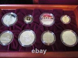 1995-1996 Atlanta Olympic 16 Coin Gold & Silver Proof Set in Cherrywood Box