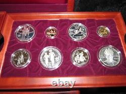 1995-1996 Atlanta Olympic 16 Coin Gold & Silver Proof Set in Cherrywood Box