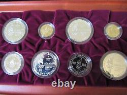 1995-1996 Atlanta Olympic 16 Coin Gold & Silver Proof Set in Cherrywood Box