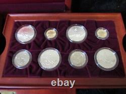 1995-1996 Atlanta Olympic 16 Coin Gold & Silver Proof Set in Cherrywood Box