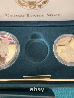 1995 CIVIL War 3 Coin Commemorative Proof Set (no Gold) Just Silver $, 1/2$ +coa