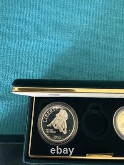 1995 CIVIL War 3 Coin Commemorative Proof Set (no Gold) Just Silver $, 1/2$ +coa