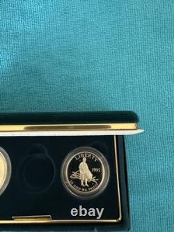 1995 CIVIL War 3 Coin Commemorative Proof Set (no Gold) Just Silver $, 1/2$ +coa