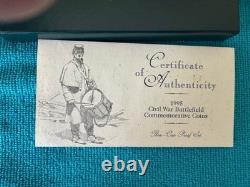 1995 CIVIL War 3 Coin Commemorative Proof Set (no Gold) Just Silver $, 1/2$ +coa