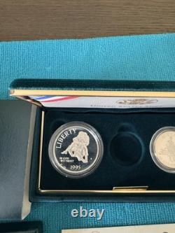 1995 CIVIL War 3 Coin Commemorative Proof Set (no Gold) Just Silver $, 1/2$ +coa