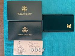 1995 CIVIL War 3 Coin Commemorative Proof Set (no Gold) Just Silver $, 1/2$ +coa