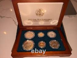 1995 Civil War Battlefield Commemorative 6-Coin Set Gold & Silver, Unc & Proof