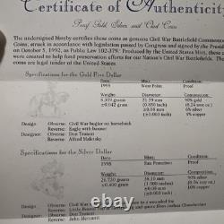 1995 Civil War Battlefield Commemorative Gold and Silver Coin Set with box