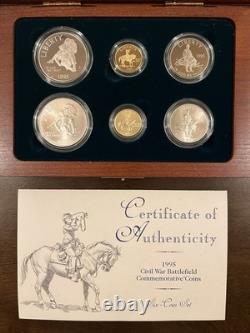 1995 Civil War Battlefields 6 Coin Proof & Uncirculated Set! Gold & Silver. Rare