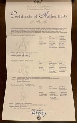 1995 Civil War Battlefields 6 Coin Proof & Uncirculated Set! Gold & Silver. Rare