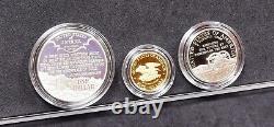 1995 Commemorative Proof Coins, Union Case with 3 Coins & COA (Gold & Silver)