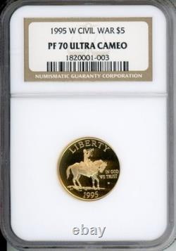 1995-W CIVIL WAR $5 NGC PF70 PR70 PF-70 GOLD COMMEMORATIVE COIN Older Holder