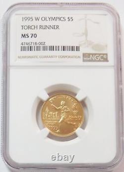 1995 W Gold $5 Olympics Torch Runner Commemorative Coin Ngc Ms 70