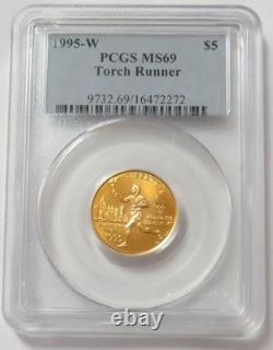 1995 W Gold $5 Torch Runner Commemorative Pcgs Mint State 69