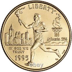 1995 W US Gold $5 Atlanta Olympic Torch Runner Commemorative BU in OGP