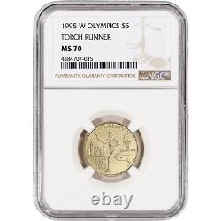1995-W US Gold $5 Olympic Torch Runner Commemorative BU NGC MS70