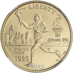 1995-W US Gold $5 Olympic Torch Runner Commemorative BU NGC MS70