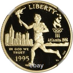 1995-W US Gold $5 Olympic Torch Runner Commemorative Proof NGC PF69