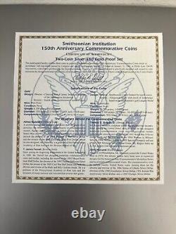 1996 US $1 Silver & $5 Gold Smithsonian 150th Anniversary ProoF Set- GS2