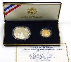 1996 US Mint Smithsonian Commemorative Proof $5 Gold & $1 Silver Set Box COA