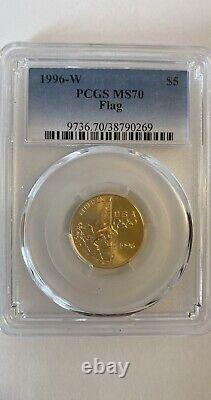 1996-W $5 Gold Coin Flag 100 Years Commemorative PCGS MS 70 Very Rare