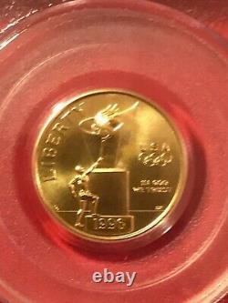 1996-W GOLD $5 BU Coin- US Olympic Cauldron- PCGS MS69 LOW MINTAGE 1/4 oz