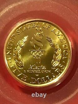1996-W GOLD $5 BU Coin- US Olympic Cauldron- PCGS MS69 LOW MINTAGE 1/4 oz