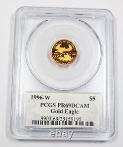 1996-W PCGS PR69 DCAM Deep Cameo 1/10 oz GOLD US Eagle- SIGNED $5 US Coin 35757A