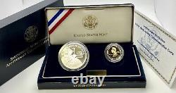 1996 W Smithsonian Commemorative Proof 2 Coin Set $5 Gold & Silver $1 OGP