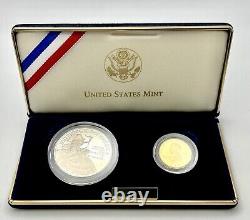 1996 W Smithsonian Commemorative Proof 2 Coin Set $5 Gold & Silver $1 OGP